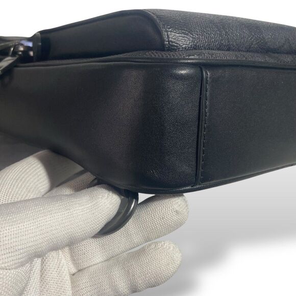 Coach Men Ethan Pack Crossbody Backpack Signature Leather Charcoal Black CV918 - Picture 11 of 13